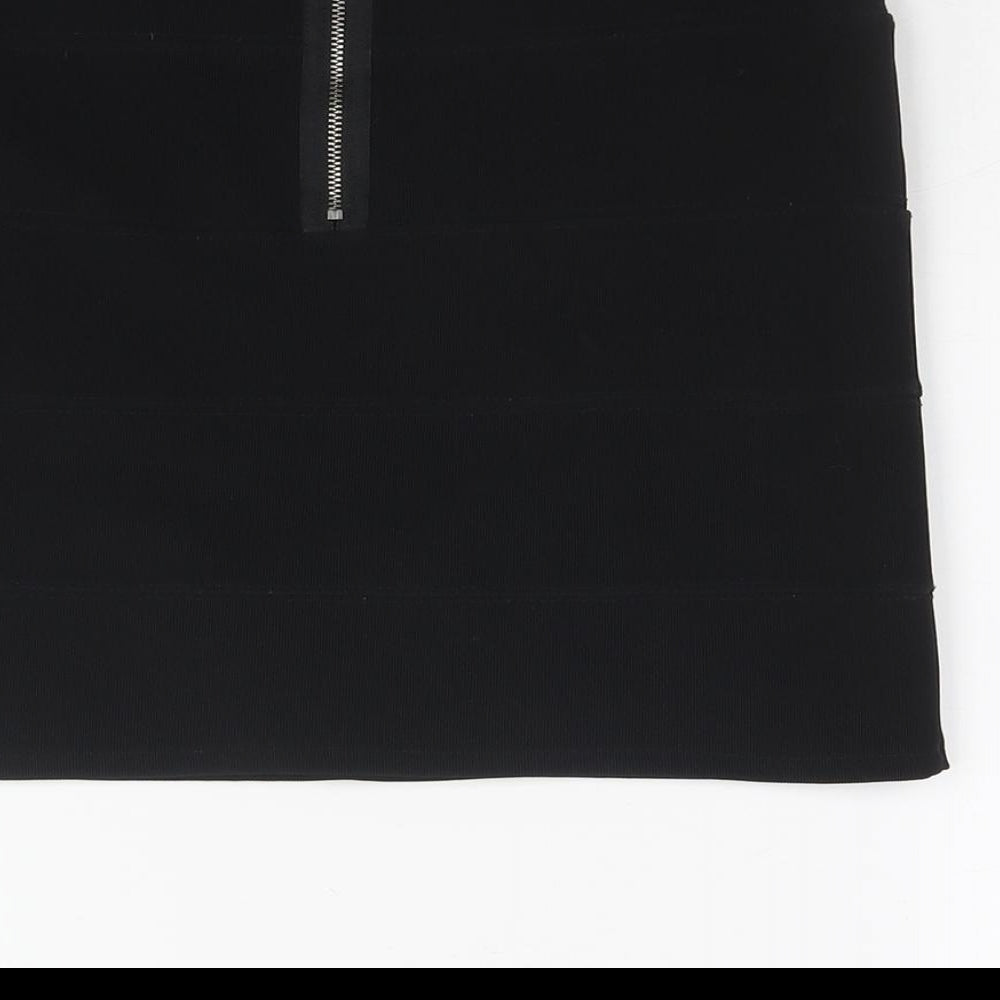 Topshop Womens Black Polyester Mini Skirt Size 12 Zip