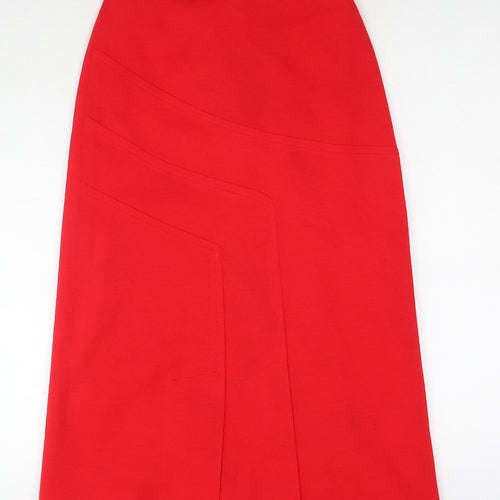Ken Wallis Womens Red Acrylic A-Line Skirt Size 10 Zip