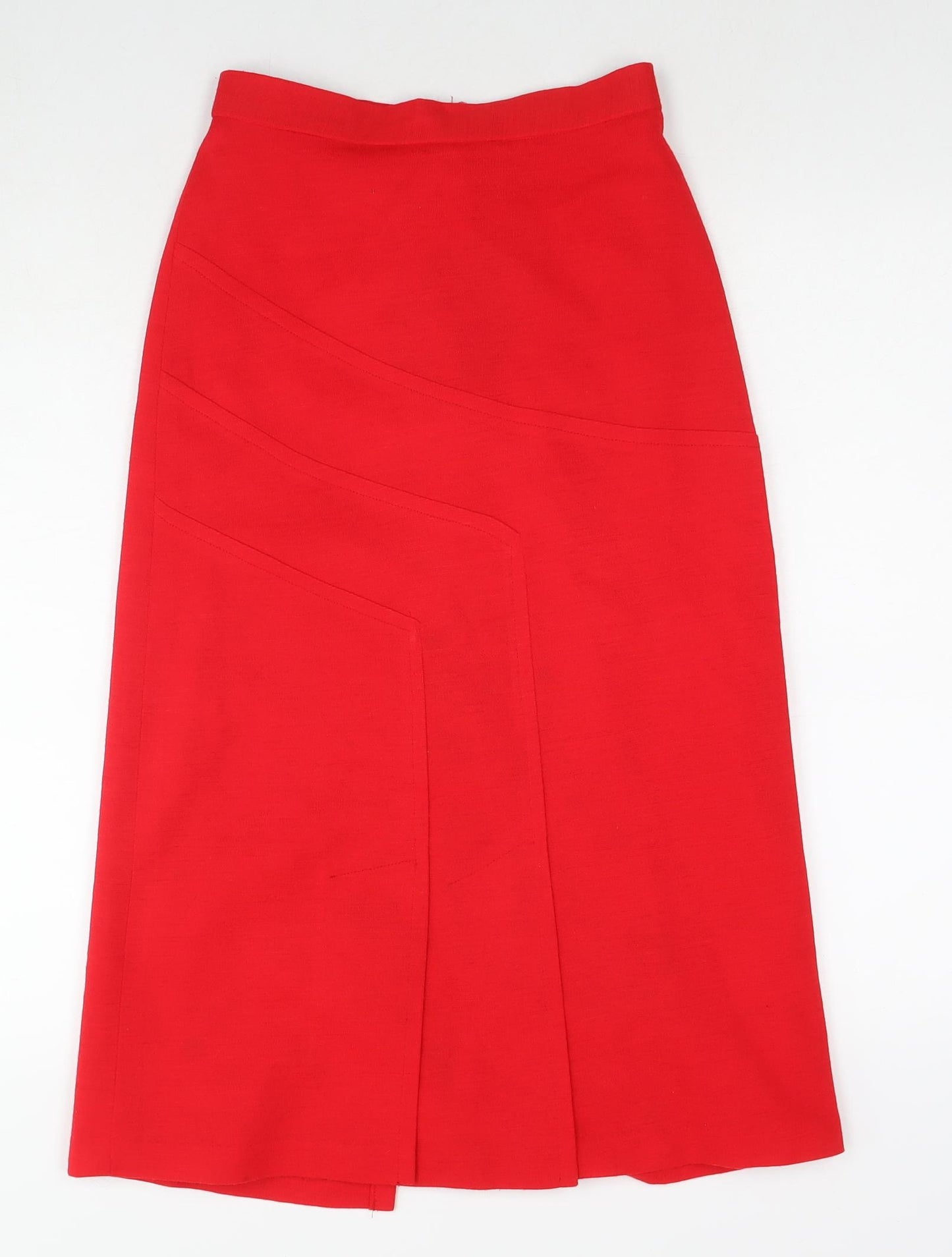 Ken Wallis Womens Red Acrylic A-Line Skirt Size 10 Zip
