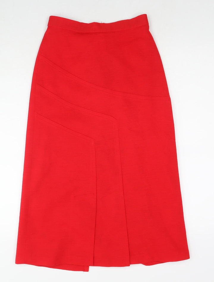 Ken Wallis Womens Red Acrylic A-Line Skirt Size 10 Zip