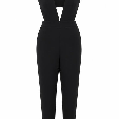 In the Style Womens Black Polyester Jumpsuit One-Piece Size 6 L24 in Pullover - Cut Out Detail