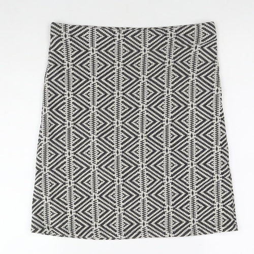Dorothy Perkins Womens Black Geometric Cotton A-Line Skirt Size 10