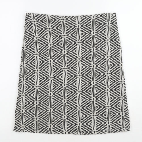 Dorothy Perkins Womens Black Geometric Cotton A-Line Skirt Size 10