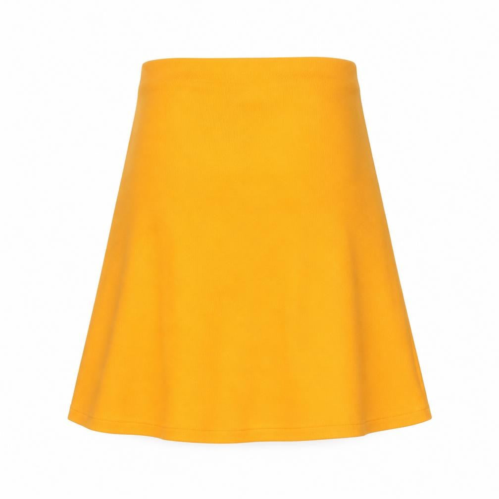 Front view of Zara women’s yellow viscose a-line skirt, size S, zip