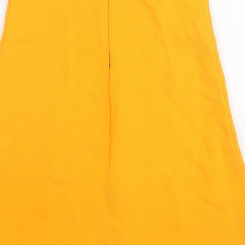Zara Womens Yellow Viscose A-Line Skirt Size S Zip