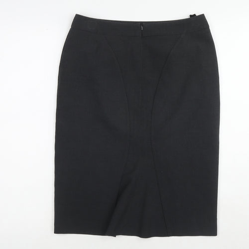 Marks and Spencer Womens Grey Polyester A-Line Skirt Size 8 Zip