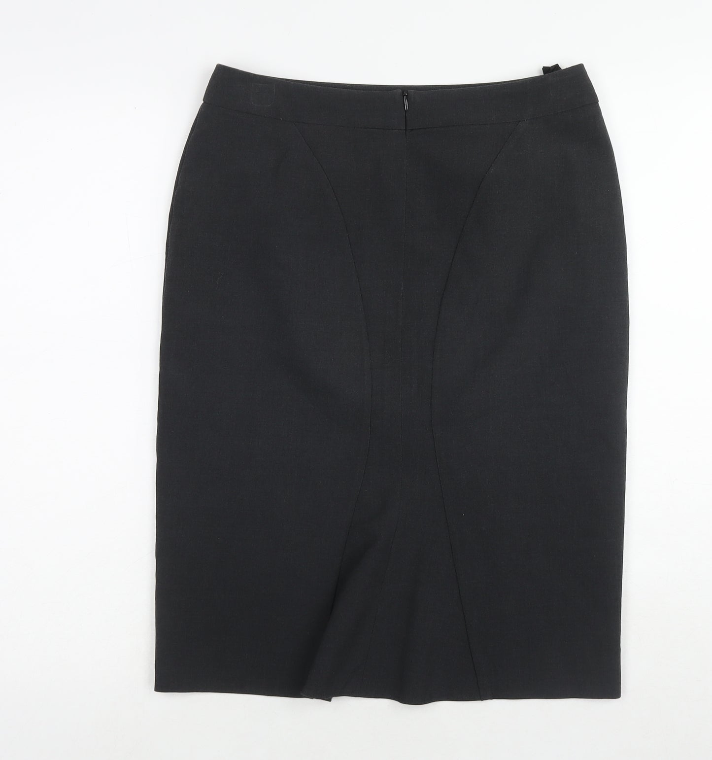 Marks and Spencer Womens Grey Polyester A-Line Skirt Size 8 Zip