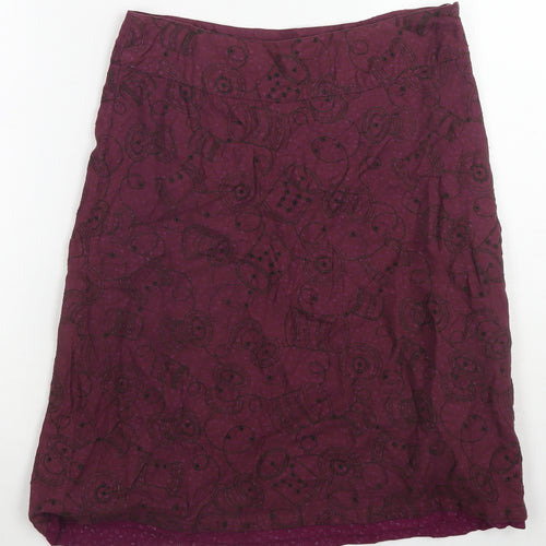 White Stuff Womens Purple Cotton A-Line Skirt Size 8 Zip