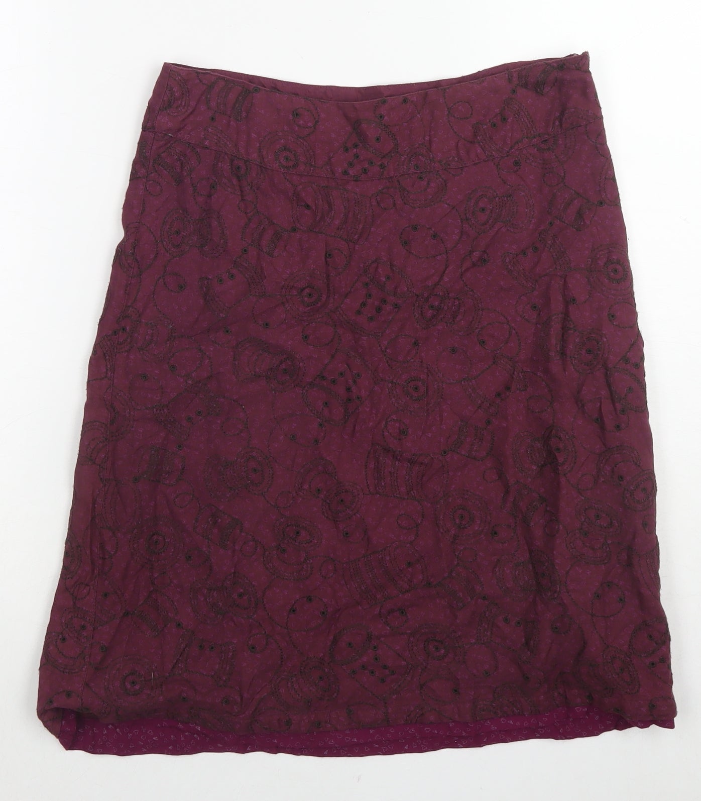White Stuff Womens Purple Cotton A-Line Skirt Size 8 Zip