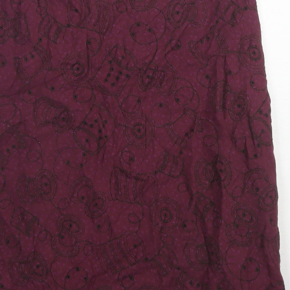 White Stuff Womens Purple Cotton A-Line Skirt Size 8 Zip