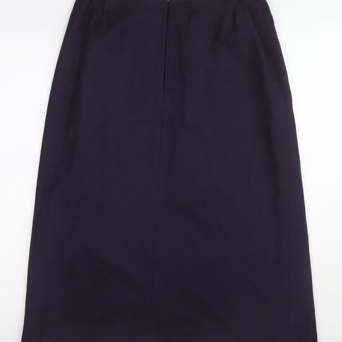 Jacques Vert Womens Purple Wool A-Line Skirt Size 14 Zip