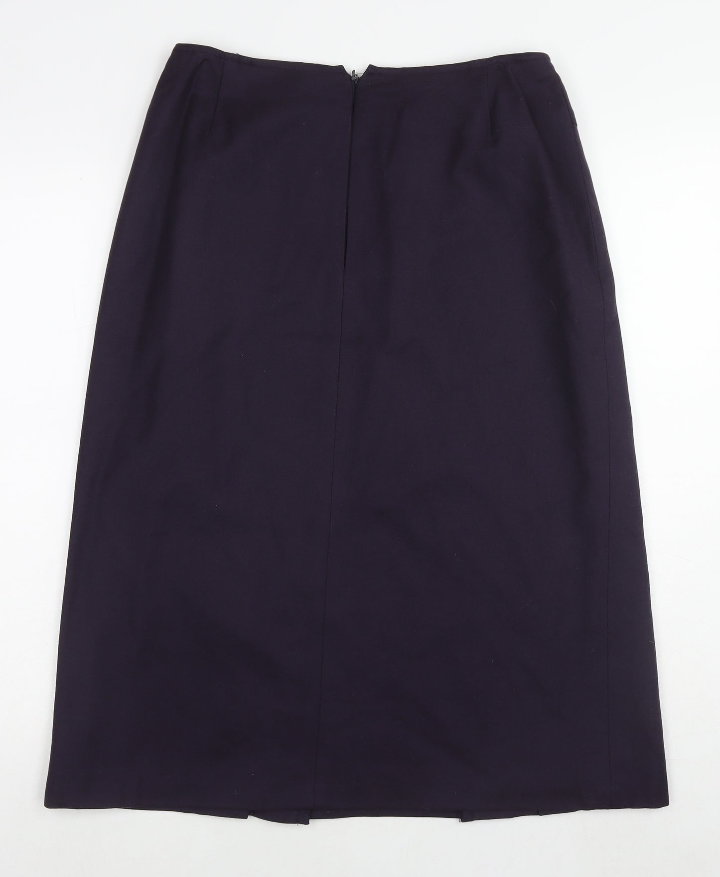 Jacques Vert Womens Purple Wool A-Line Skirt Size 14 Zip