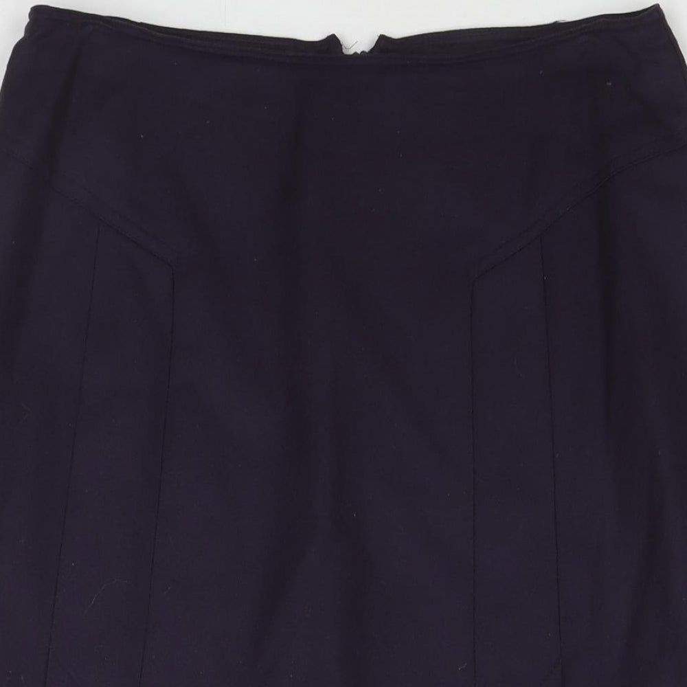 Jacques Vert Womens Purple Wool A-Line Skirt Size 14 Zip