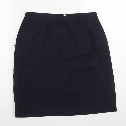 Trutex Womens Blue Cotton A-Line Skirt Size 30 in Zip