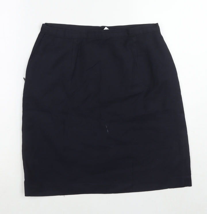 Trutex Womens Blue Cotton A-Line Skirt Size 30 in Zip