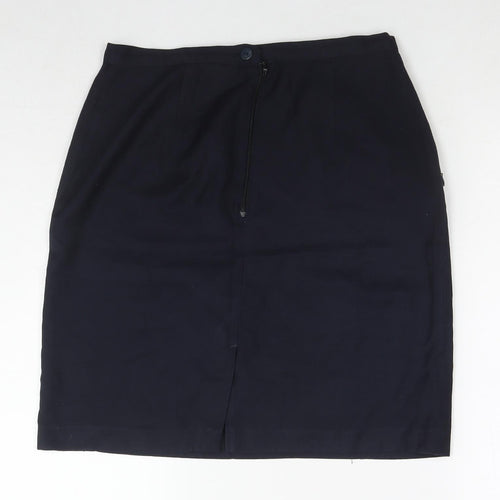 Trutex Womens Blue Cotton A-Line Skirt Size 30 in Zip