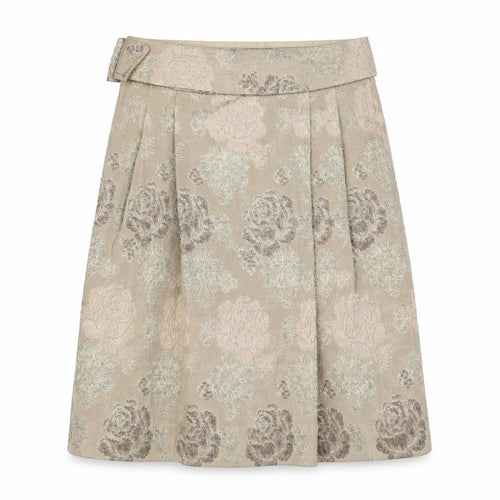 Fenn Wright Manson Womens Beige Floral Acrylic A-Line Skirt Size 12 Zip