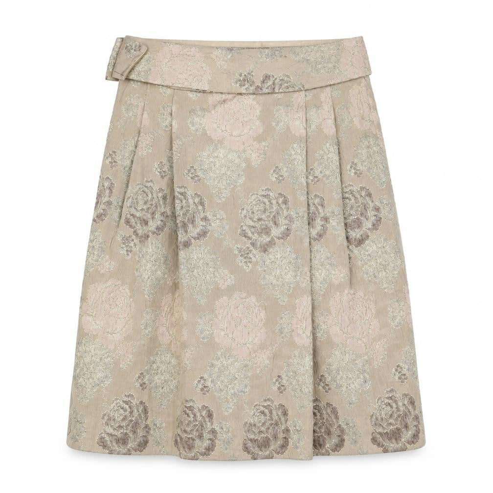 Fenn Wright Manson Womens Beige Floral Acrylic A-Line Skirt Size 12 Zip