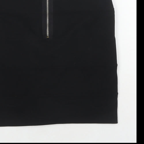 Smoove Womens Black Polyester Mini Skirt Size 10 Zip