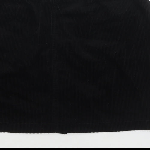 New Look Womens Black Cotton A-Line Skirt Size 8 Zip