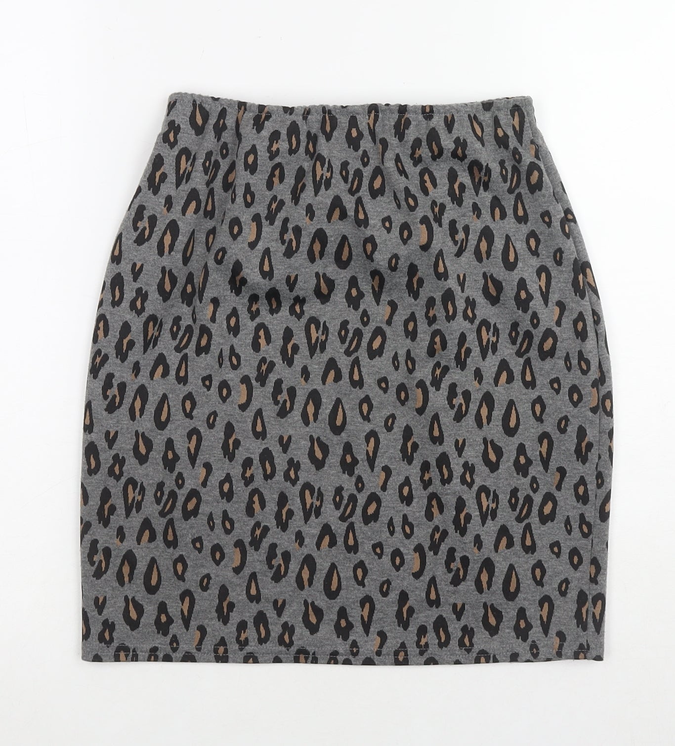 Dorothy Perkins Womens Grey Animal Print Polyester A-Line Skirt Size 10 - Leopard Print