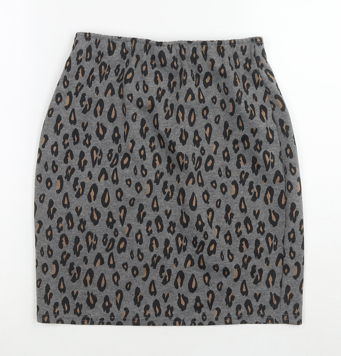 Dorothy Perkins Womens Grey Animal Print Polyester A-Line Skirt Size 10 - Leopard Print