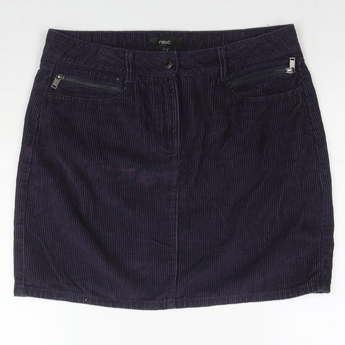 NEXT Womens Purple Cotton A-Line Skirt Size 12 Zip