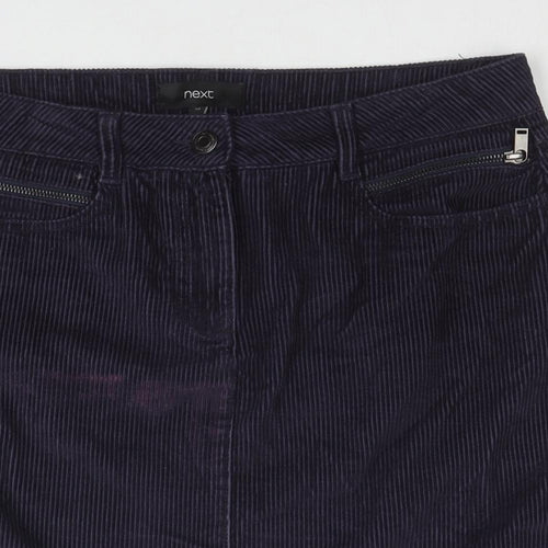 NEXT Womens Purple Cotton A-Line Skirt Size 12 Zip