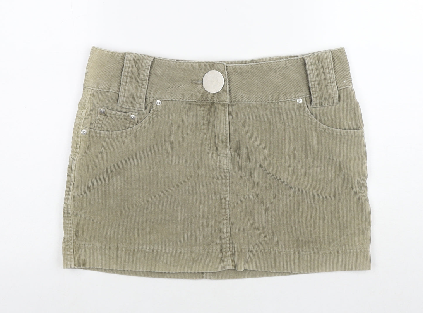 Papaya Womens Beige Cotton Mini Skirt Size 14 Zip
