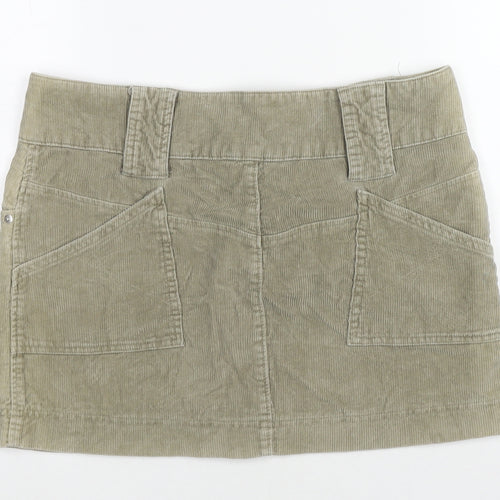 Papaya Womens Beige Cotton Mini Skirt Size 14 Zip