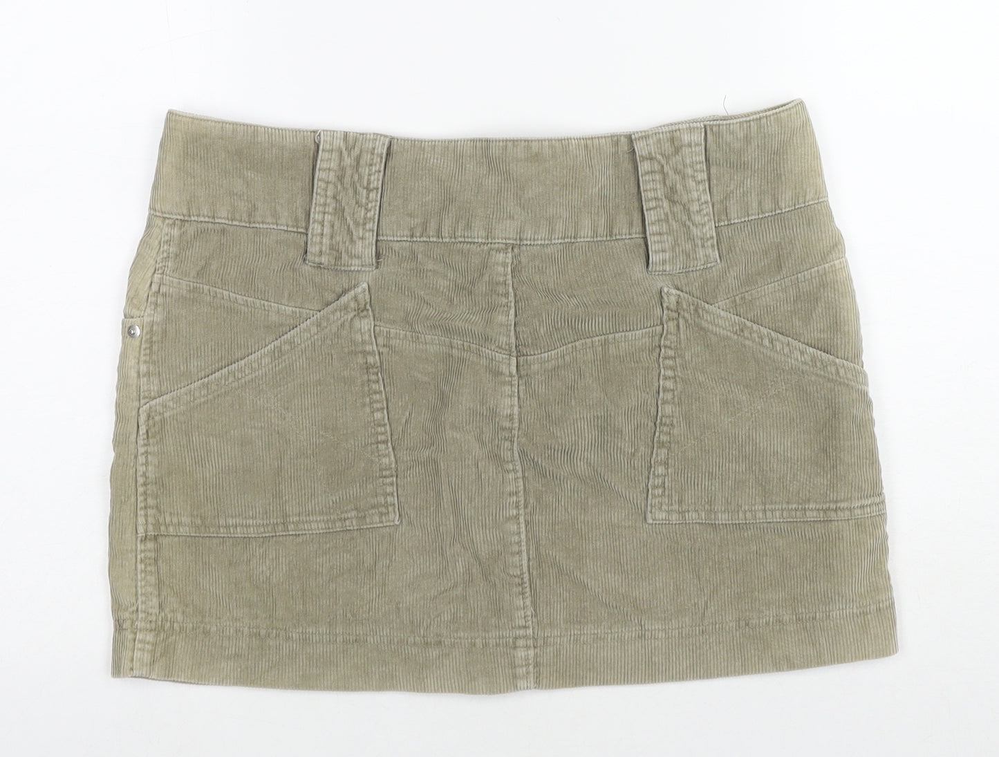 Papaya Womens Beige Cotton Mini Skirt Size 14 Zip