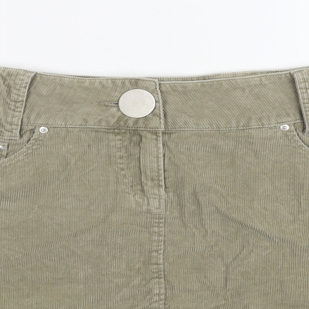 Papaya Womens Beige Cotton Mini Skirt Size 14 Zip