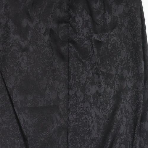 Vera & Lucy Womens Black Floral Polyester Wrap Skirt Size S Zip