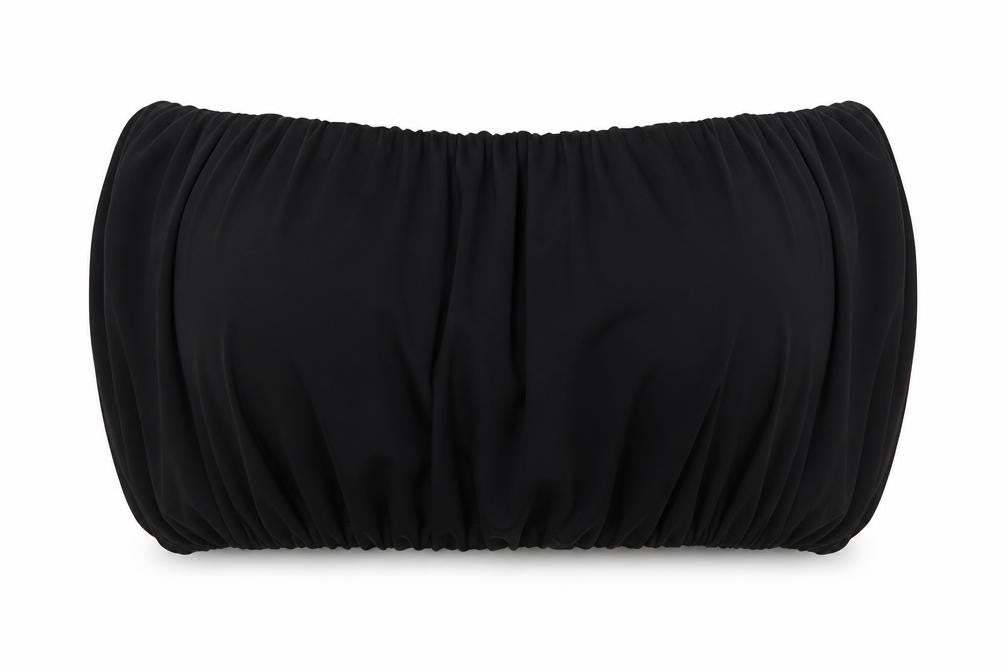 Front view of Zara women’s black polyester basic blouse, size L, round neck - shoulder pads
