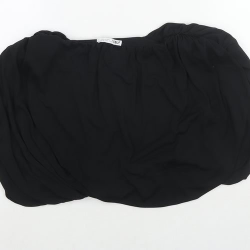 Zara Womens Black Polyester Basic Blouse Size L Round Neck - Shoulder Pads