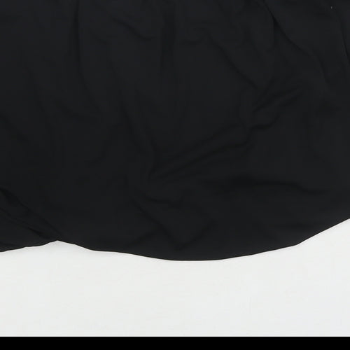 Zara Womens Black Polyester Basic Blouse Size L Round Neck - Shoulder Pads