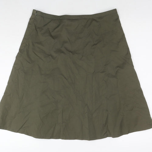 Mexx Womens Green Nylon A-Line Skirt Size 12 Zip - Flowers