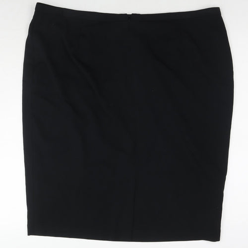 Marks and Spencer Womens Black Polyester Straight & Pencil Skirt Size 24 Zip