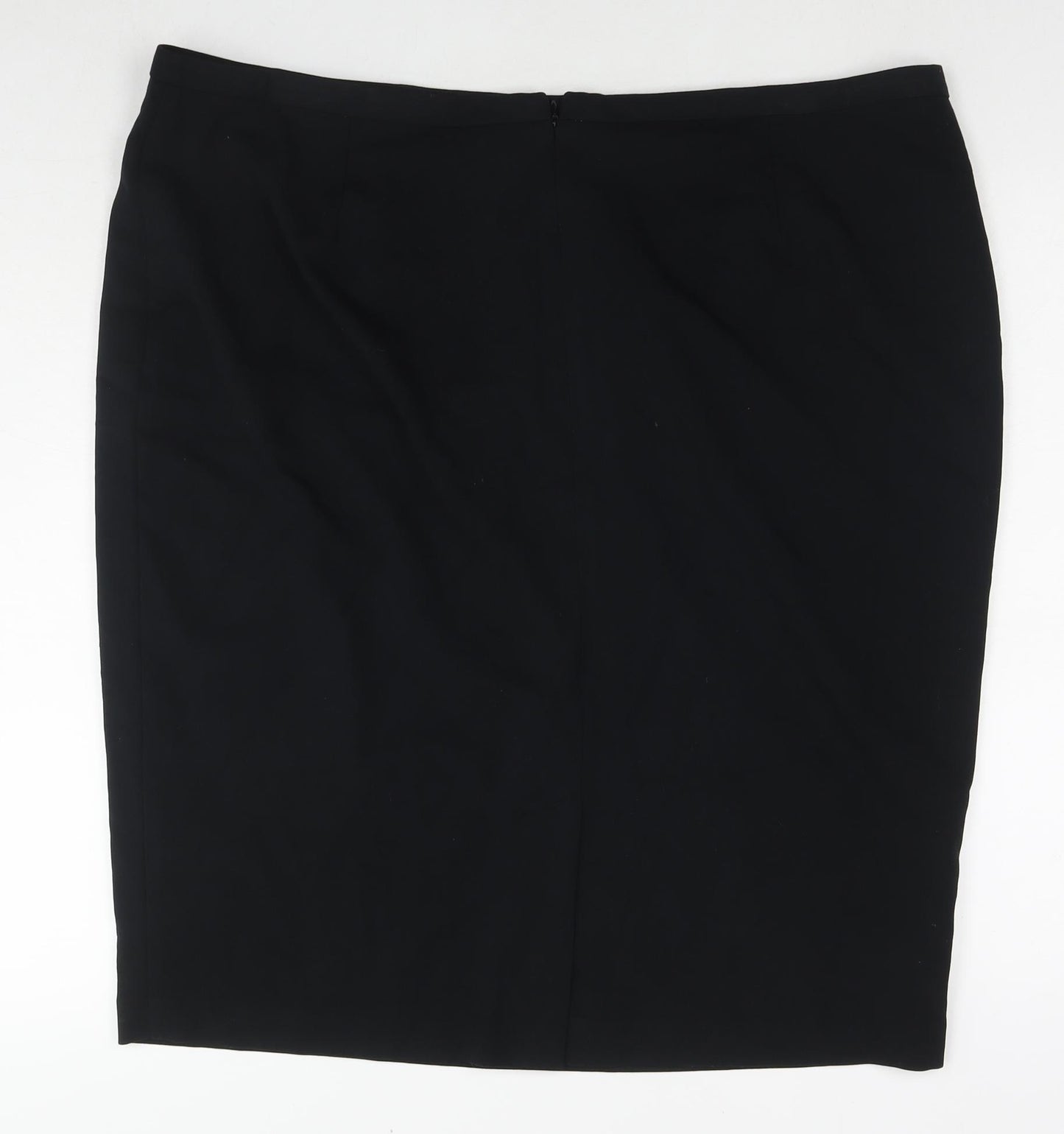 Marks and Spencer Womens Black Polyester Straight & Pencil Skirt Size 24 Zip