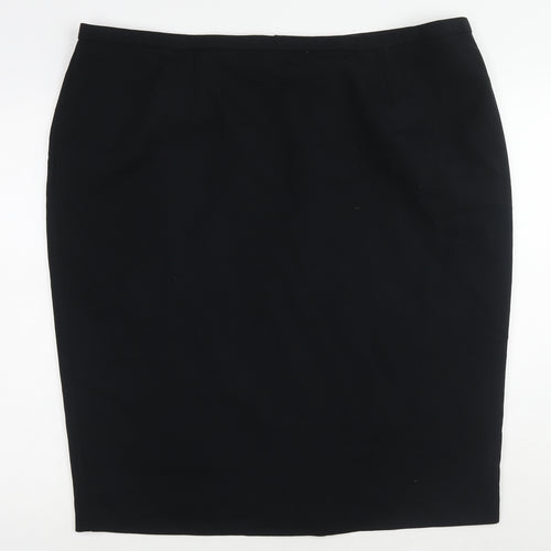 Marks and Spencer Womens Black Polyester Straight & Pencil Skirt Size 24 Zip