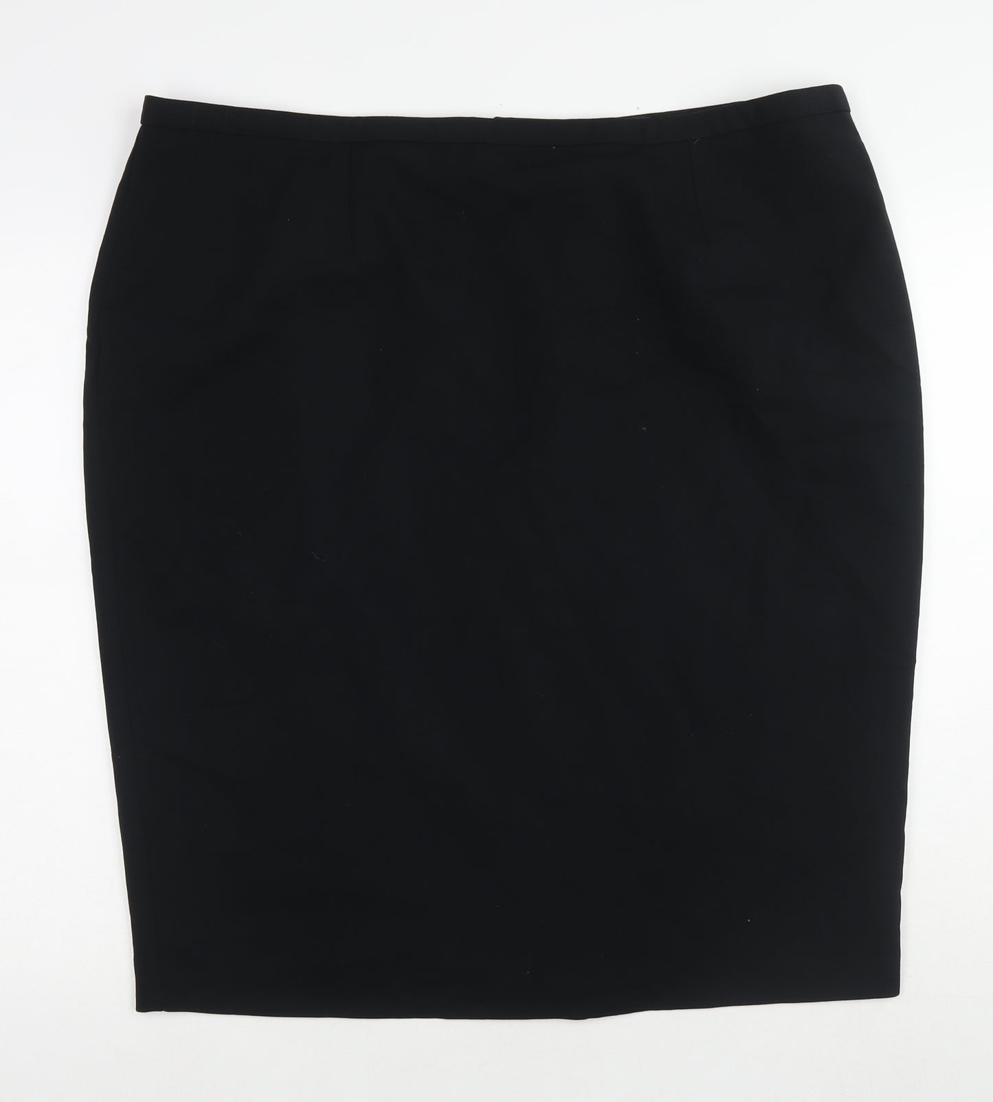 Marks and Spencer Womens Black Polyester Straight & Pencil Skirt Size 24 Zip