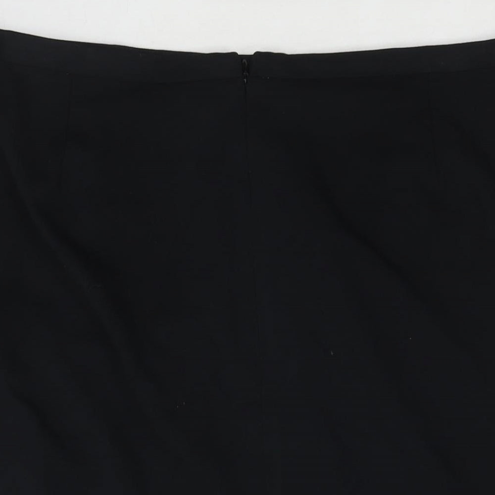 Marks and Spencer Womens Black Polyester Straight & Pencil Skirt Size 24 Zip