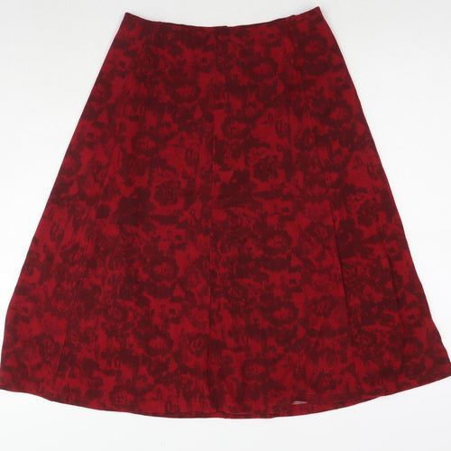 EWM Womens Red Floral Polyester Swing Skirt Size 10