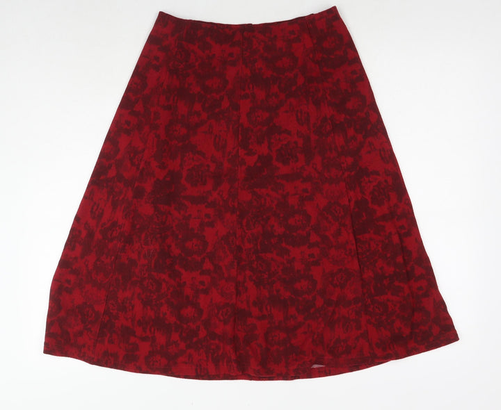 EWM Womens Red Floral Polyester Swing Skirt Size 10