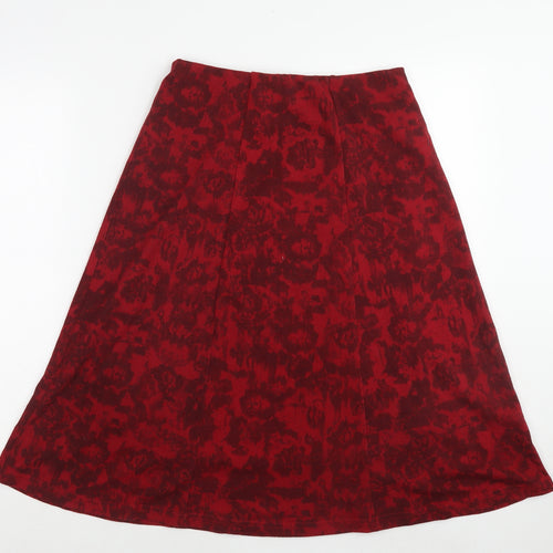 EWM Womens Red Floral Polyester Swing Skirt Size 10
