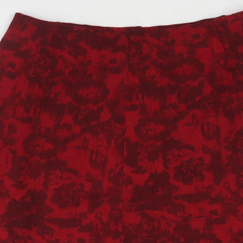 EWM Womens Red Floral Polyester Swing Skirt Size 10