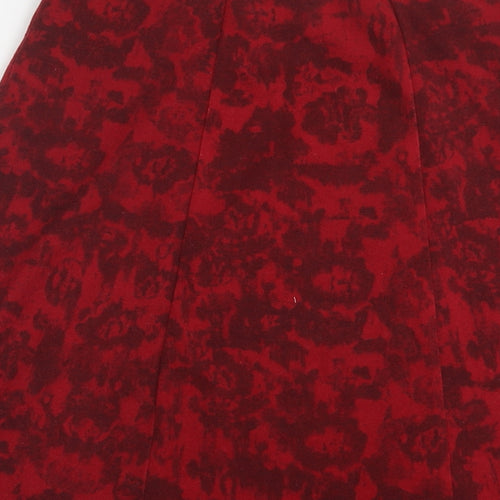 EWM Womens Red Floral Polyester Swing Skirt Size 10