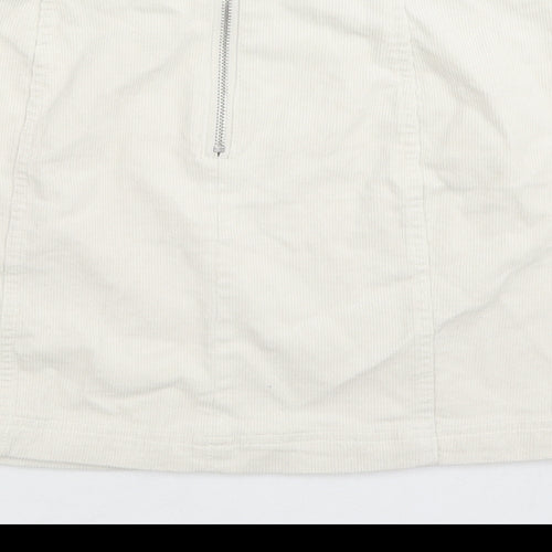 FOREVER 21 Womens White Cotton A-Line Skirt Size L Zip