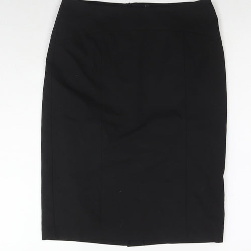 United Colors of Benetton Womens Black Polyester Straight & Pencil Skirt Size 14 Zip