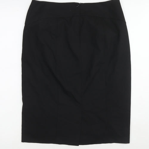 United Colors of Benetton Womens Black Polyester Straight & Pencil Skirt Size 14 Zip